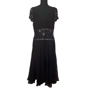 Tadashi Shoji Formal Dress Whimsigoth Beaded Brown Chiffon Y2K Size 10 Medium